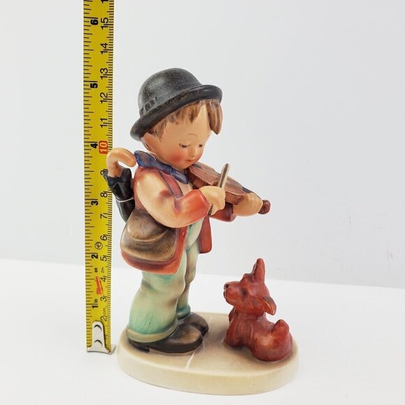 MJ Hummel Vintage West Germany Figurine Fiddler Boy Pet Dog Terrier 5+" - Picture 6 of 12